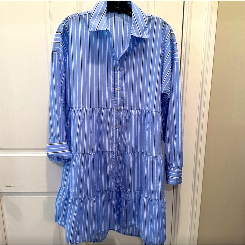Pomander Place Blue Striped Dress